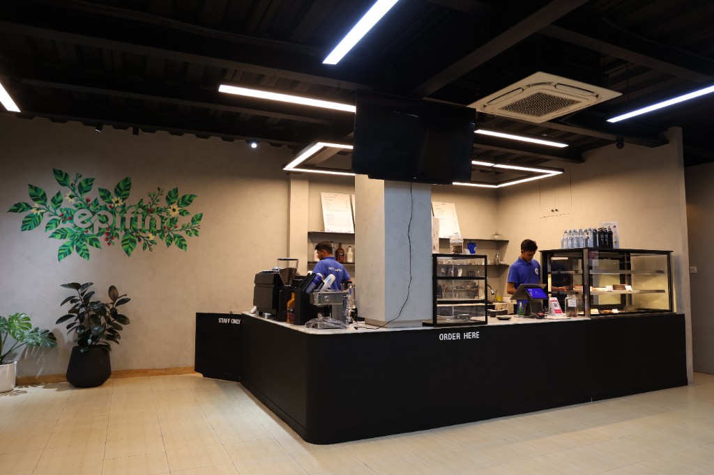 Epifin Barista Academy training counter with commercial espresso equipment, Dhaka